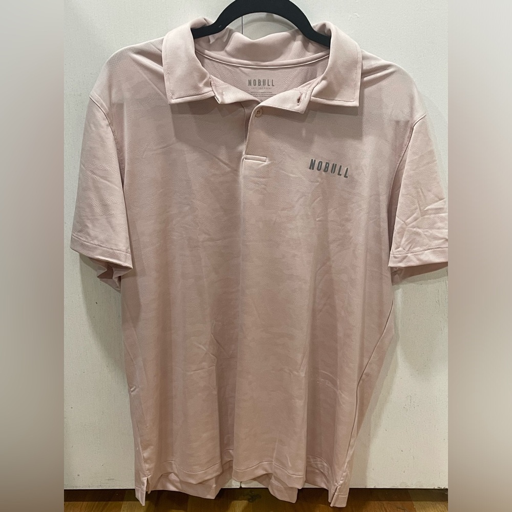 NWT NOBULL Men's Lightweight Textured Polo - XL - pink